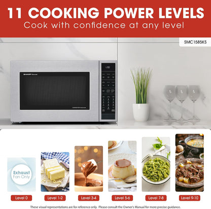 SMC1585KS Convection Countertop Microwave Oven with Removeable 15.4" Carousel Turntable, 1.5 Cubic Feet, 900 Watt, Sensor Cooking, Stainless Steel | 1.5 Cubic Feet, 900 Watt, Removeable 15.4" Carousel Turntable, Sensor Cooking3