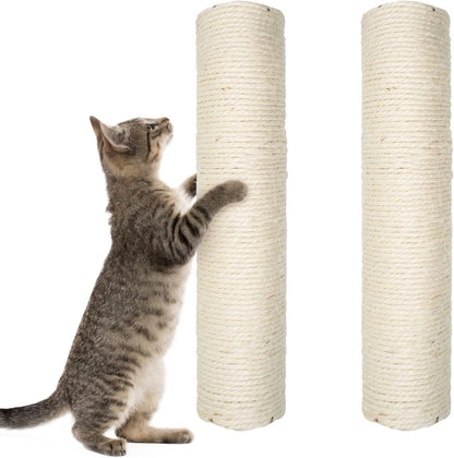 10" Cat Scratching Replacement Posts Sisal Spare Scratcher Refill Post for Cats Cube Tower Kittens Scratch Pole Perch Interactive Toys Furniture Accessories Tree 2 Pack Include M8 Screws White1