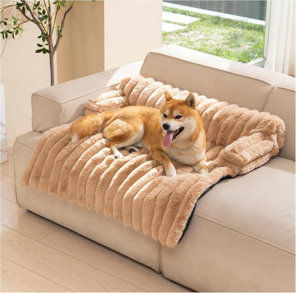 Avont Breathable Dog Couch Mat, Non-Slip Sofa Protector with Soft Plush | Available with Faux Rabbit Fleece and Washable Cover, in M and L, Dark Grey, Light Grey, Brown10