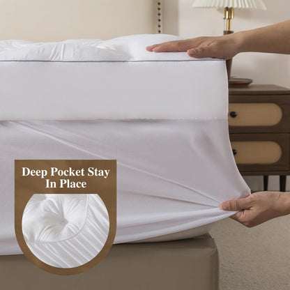 5 Inch Memory Foam Mattress Topper (Queen, 60X80),Deep Pocket | 2000GSM Fluffy Shredded Memory Foam Filled, Extra Soft Pillow Top for Back Pain Relief, Thick & Supportive Bed Topper5
