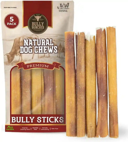 Bully Bunches Premium (6" Standard - 5 Pack) Odor-Free Bully Sticks for Small to Medium Dogs & Puppies - Consistently Sized, Long Lasting Chews for Oral Care - All Natural, 100% Beef Dog Treats1