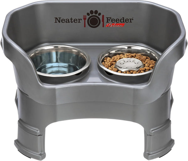 Neater Feeder Deluxe Mess-Proof Elevated Dog Bowls for Small Dogs (Up to 19 Lbs), 2 Height Adjustable (6” & 7.5”) No-Spill Raised Dog Bowl Stand, Stainless Steel Food Bowl Set, Made in USA, Cappuccino40