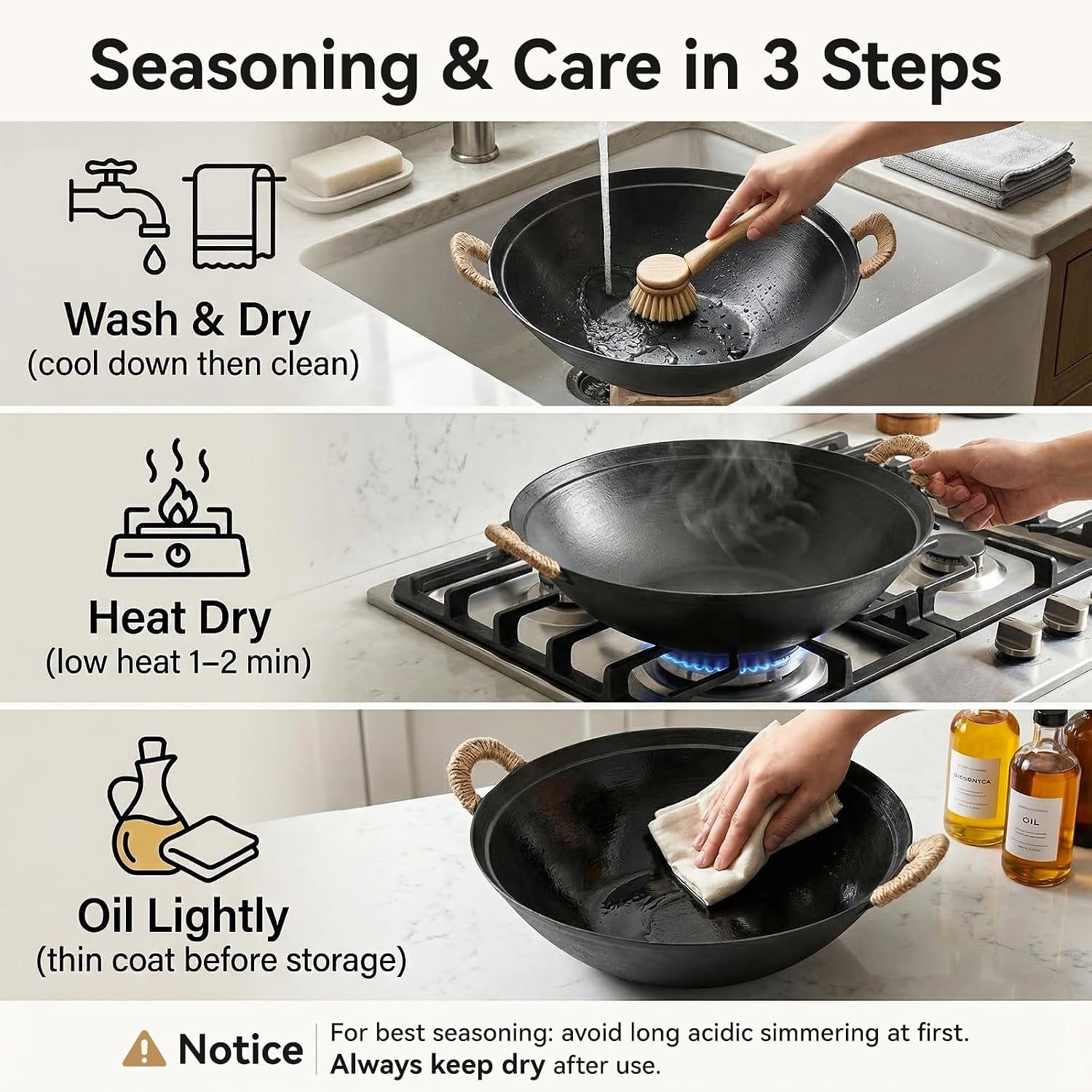 13-4-inch-cast-iron-wok-with-wooden-lid-and-iron-spatula-flat-bottom-double-handle-chinese-stir-fry-pan-uncoated-cast-iron-wok-for-induction-gas-and-electric-stoves