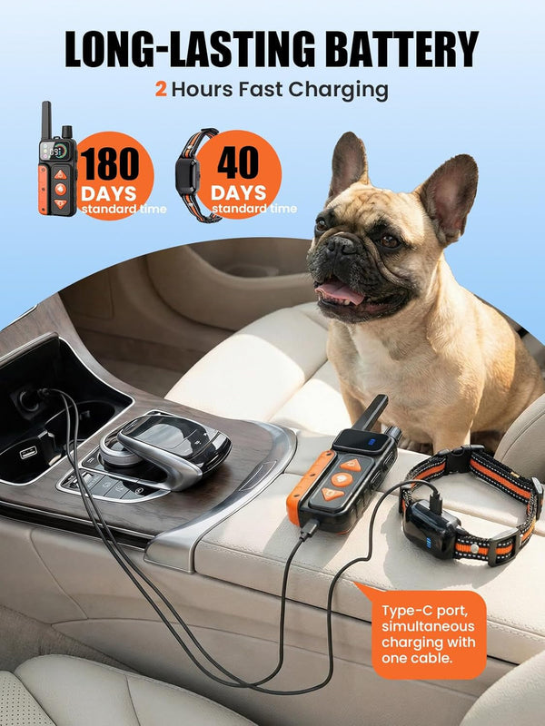 2-In-1 Dog Bark Collar & Shock Collar, IPX7 Waterproof E Collars with AI Anti-Bark/Beep/Vibration/Shock/No Shock for Small Medium Large Dog(5-120Lbs), Dog Training Collar with 3300FT Remote8