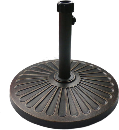 18" 30.2-Lb Heavy Duty round Patio Umbrella Base Antiqued Bronze | 30.2-Lb Resin Umbrella Base Keeps Patio Umbrellas Steady with an Elegant Bronze Finish, and 1.38"-1.8" Pole Fit1