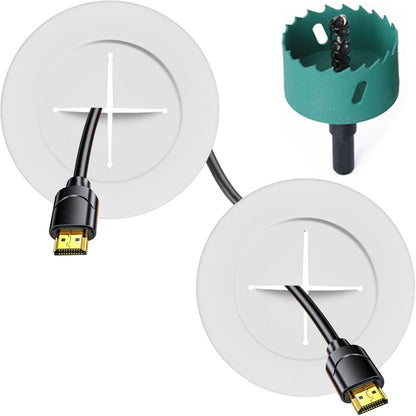 TV Wire Hider Kit for Wall Mount TV, White in Wall Cable Management Kit, Includes 2 Pass Throughs and Hole Saw Drill Attachment for Easy Install1