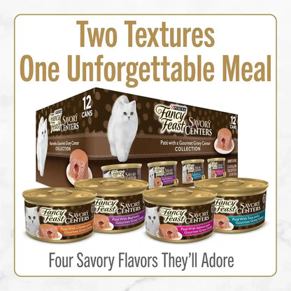 Purina Fancy Feast Savory Centers Gourmet Wet Cat Food Pate with Chicken and Gravy Center, (Pack of 24) 3 Oz Cans5