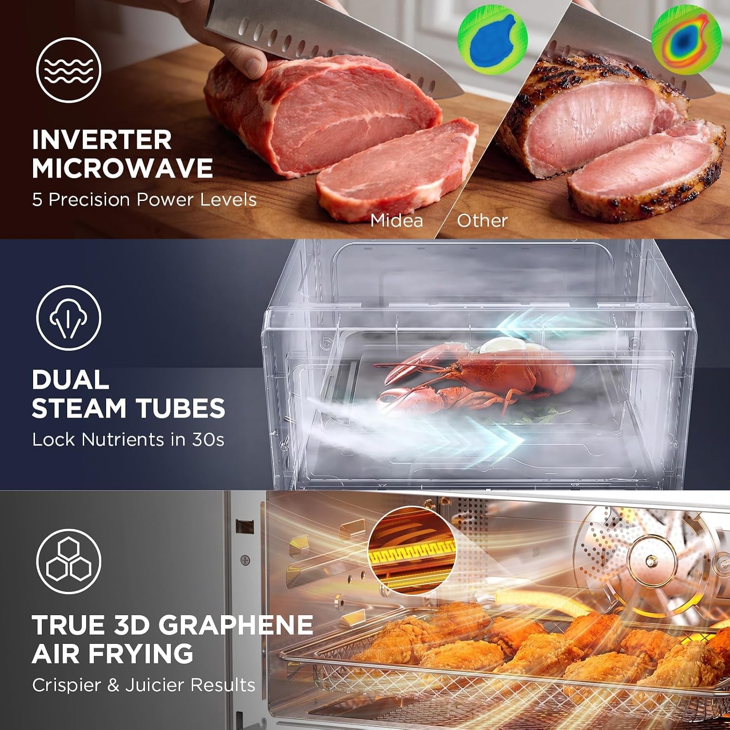 midea-4-in-1-micro-steam-oven-app-control-0-9-cu-ft-for-rv-small-kitchen-23l-inverter-microwave-steam-air-fryer-convection-32-presets-space-saving-true-3d-graphene-heating-touchscreen-2026