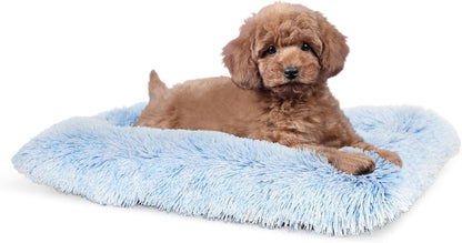 Nononfish Dog Crate Bed for Small Dogs Washable Orthopedic Flat for inside Crate Cages Kennel House Sofa Plush Comfy Sleeping Beige,24 In6