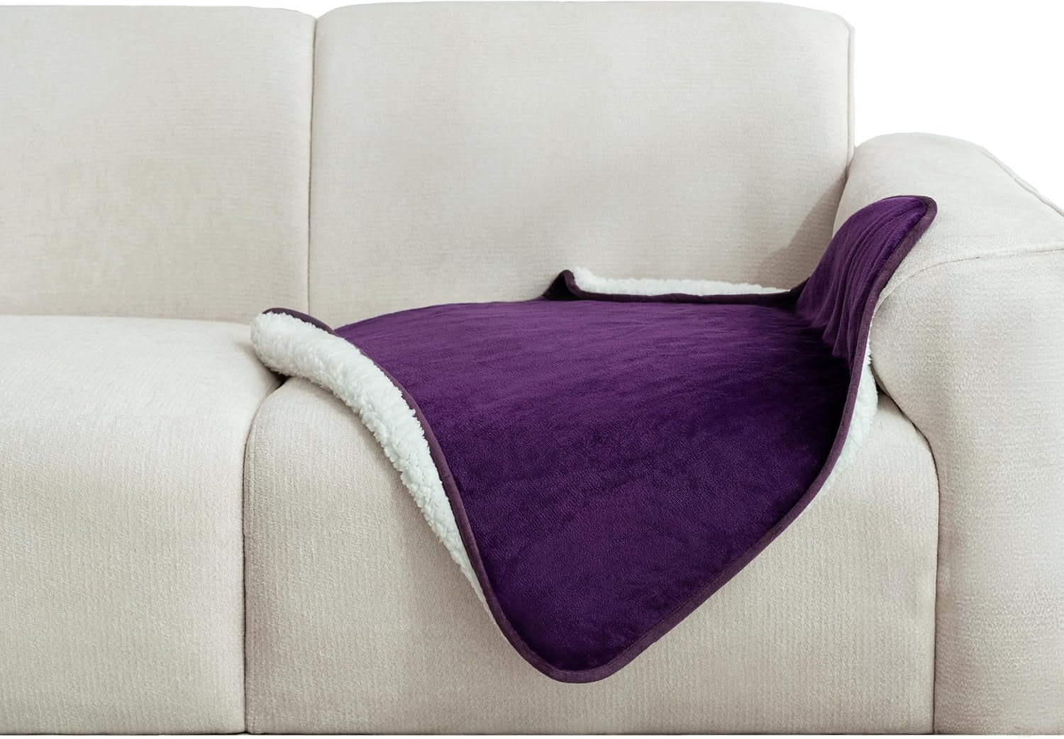 gogobunny-waterproof-bed-blanket-reversible-sherpa-fleece-throw-blanket-for-dog-puppy-cat-furniture-cover-protects-bed-couch-sofa-from-liquid-pee-and-pet-fur-dark-purple-50x60-inches