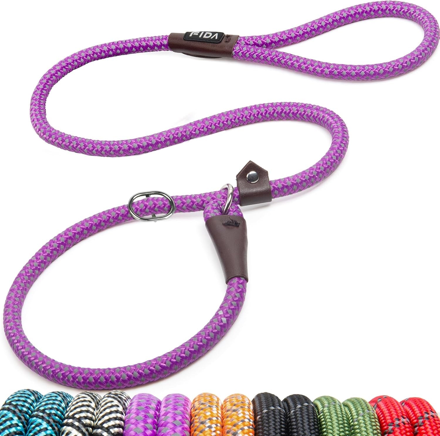fida-durable-slip-lead-dog-leash-6-ft-x-1-2-heavy-duty-dog-loop-leashes-comfortable-strong-rope-slip-leash-for-large-medium-dogs-no-pull-pet-training-lead-with-highly-reflective1-2-black
