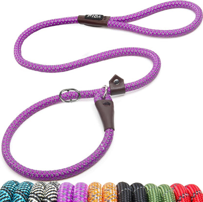 Fida Durable Slip Lead Dog Leash, 6 FT X 1/2" Heavy Duty Dog Loop Leashes, Comfortable Strong Rope Slip Leash for Large Medium Dogs, No Pull Pet Training Lead with Highly Reflective(1/2", Black)30