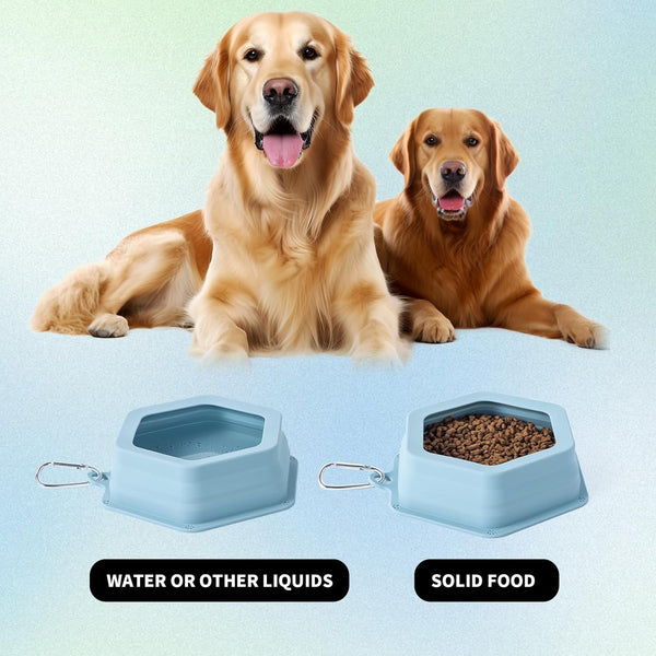 No Splash Dog Travel Bowls for Cars, Spill Proof Collapsible Dogs Water and Food Feeder Dispenser Integrated Molding Portable Cat Dish for Pet Vehicle Road Trips (Morandi Blue)7