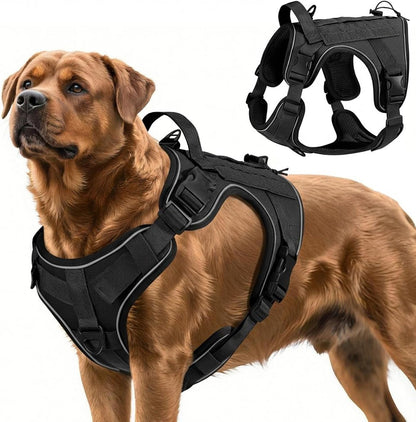 Vavopaw Dog Seat Belt Vest Harness for Car,2 in 1 Seatbelt Buckle | Soft Breathable Mesh,Adjustable Buckle,Nylon,Heavy Duty Pet Safety Seat Belts for Small Medium Large Pets,Black,L6