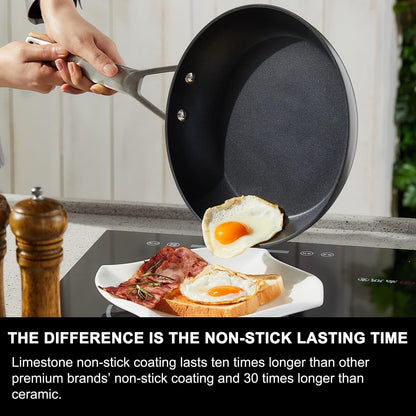 9.5 Inch Nonstick Frying Pan with Lid, Grey Cooking Pan Skillet | Non Toxic, Even Heating, Easy Clean, Dishwasher & Oven Safe, Suitable for Gas & Electric & Induction Stoves, PFOA & PFAS Free8