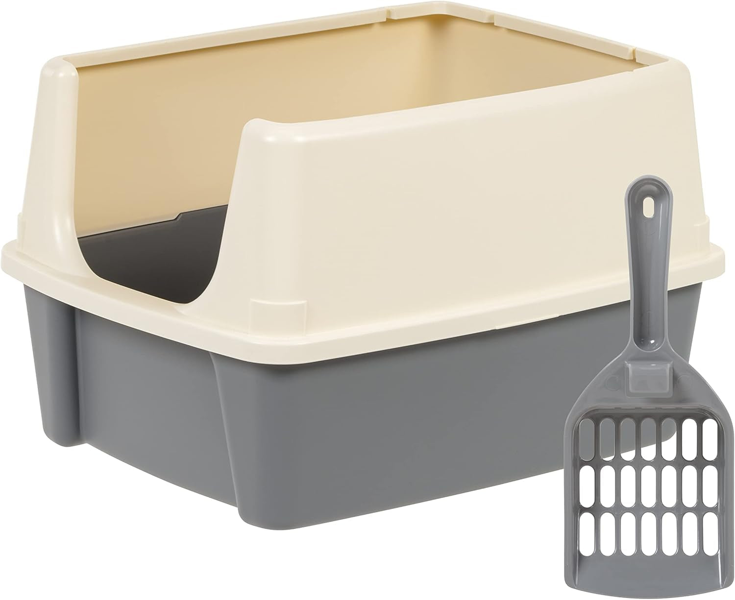 amazon-basics-large-cat-litter-box-with-high-sides-open-top-for-easy-access-includes-scoop-with-storage-19-x-15-x-11-75-grey-beige