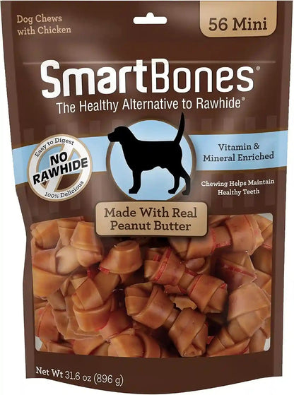 Smartbones Mini Bones with Real Peanut Butter 56 Count, Rawhide-Free Chews for Dogs1