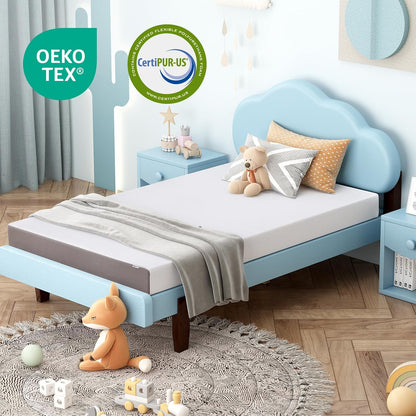 Memory Foam Mattress, Soft Plush Feel, Breathable, 6 Inch, Twin, White/Grey3