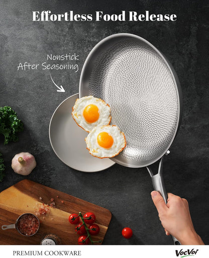 Titanium Pans for Cooking, 12 Inch Pure Titanium Hammered Pro Pan with Lid | Non-Toxic Skillet for Cooking, PFAS/PFOA/PTFE Free Cookware, Dishwasher&Oven Safe, Kitchen Induction Compatible3