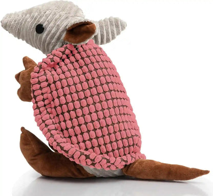 Hollypet Plush Dog Squeaky Toy Stuffed Armadillo Animal Pet Puppy Chew Toys with Clean Teeth for Small Medium Large All Breed Sizes Dogs, Gray, 8 In24