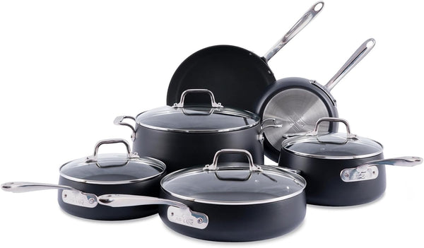 All-Clad HA1 Expert Hard Anodized Nonstick Cookware Set (10 Piece) Pots, Frying Pans, Dishwasher-Safe, Oven-Safe up to 500°F Compatible with All Stovetops (Gas, Electric & Induction) - Black1