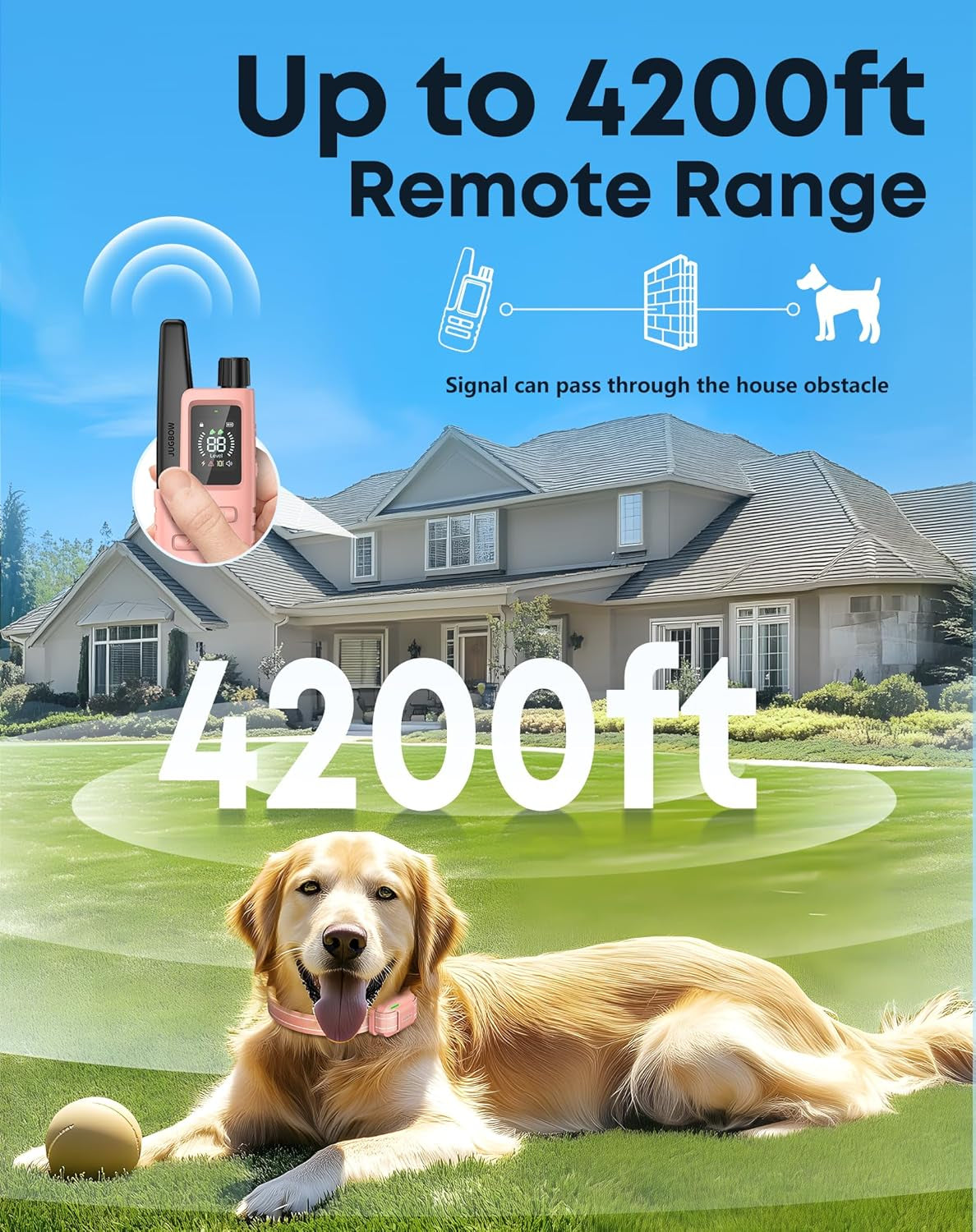 dog-shock-collar-with-remote-4200ft-range-fits-5-120-lbs-dogs-pink-training-collar-with-ipx8-waterproof-4-adjustable-modes-security-lock-rechargeable-for-small-medium-and-large-dogs