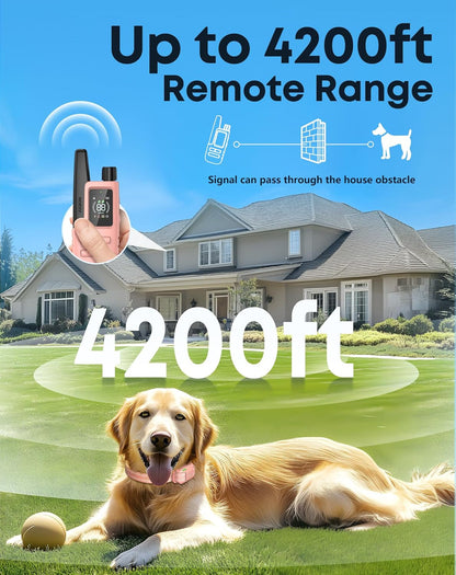 Dog Shock Collar with Remote, 4200FT Range, Fits 5-120 Lbs Dogs | Pink Training Collar with IPX8 Waterproof, 4 Adjustable Modes, Security Lock, Rechargeable for Small,Medium and Large Dogs3