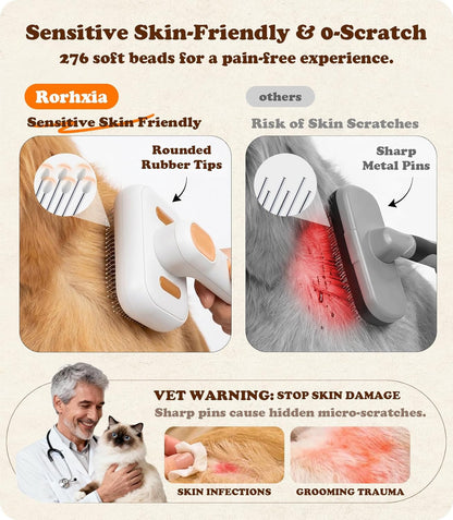 Rorhxia Steam Dog Cat Brush for Shedding, for Short/Long Haired Pet | 2026 Upgraded | Cool Steam Brush | 1*Shampoo | Skin Friendly | Self Cleaning | IPX7 Waterproof | Deodorizes | Soften the Coat6