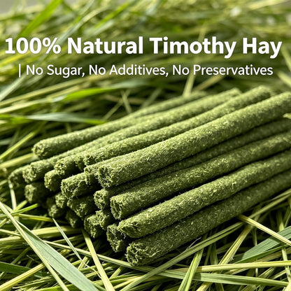 50Pcs Natural Timothy Hay Sticks, Rabbit Chew Toys Molar Teeth Grinding Sticks, Bunny Treats for Chinchillas, Guinea Pigs, Hamsters & Small Animals2