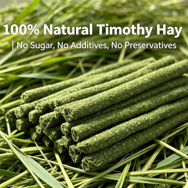 50Pcs Natural Timothy Hay Sticks, Rabbit Chew Toys Molar Teeth Grinding Sticks, Bunny Treats for Chinchillas, Guinea Pigs, Hamsters & Small Animals2