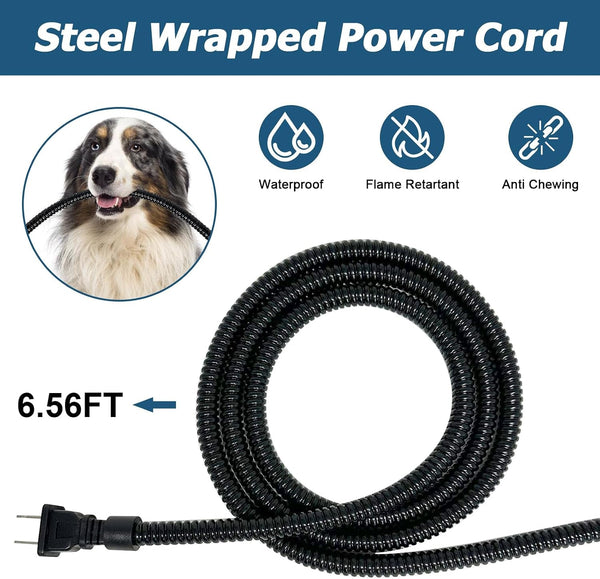 Heated Water Bowl for Outdoor Dog & Cat, Large Heated Dog Bowl Provides Drinkable Water in Winter, outside Heated Pet Bowl with 78.7In anti Chew Cord for Dogs Cat Bird Chicken Duck,108 OZ/30W2