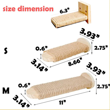 Cat Climbing Steps Scratching Tree - 2Pcs Scratching Steps Sisal Hemp Cage Shelf Ladder Pets Perch Furniture inside the Cage with Install Screws (S)3