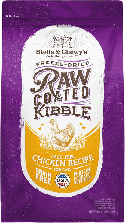 Stella & Chewy'S Raw Coated Cat Food - High Protein, Grain-Free Kibble with Cage-Free Chicken - Premium Digestive Support with Probiotics - Natural Small Kibble - Perfect for Picky Eaters - 10 Lb Bag1