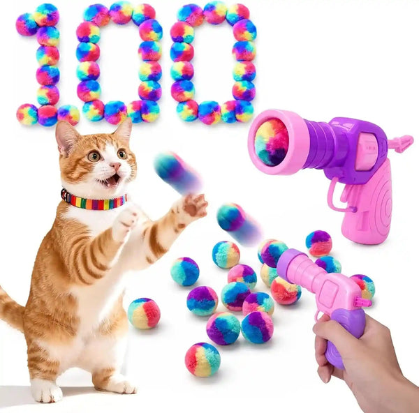 Mity Rain 102PCS Cat Ball Launchers & Pom Pom Balls Interactive Cat Toy Set | Safe Soft Plush Kitten Toys for Indoor Cats, Fun Kitten Toys for Endless Active Play (Christmas)9