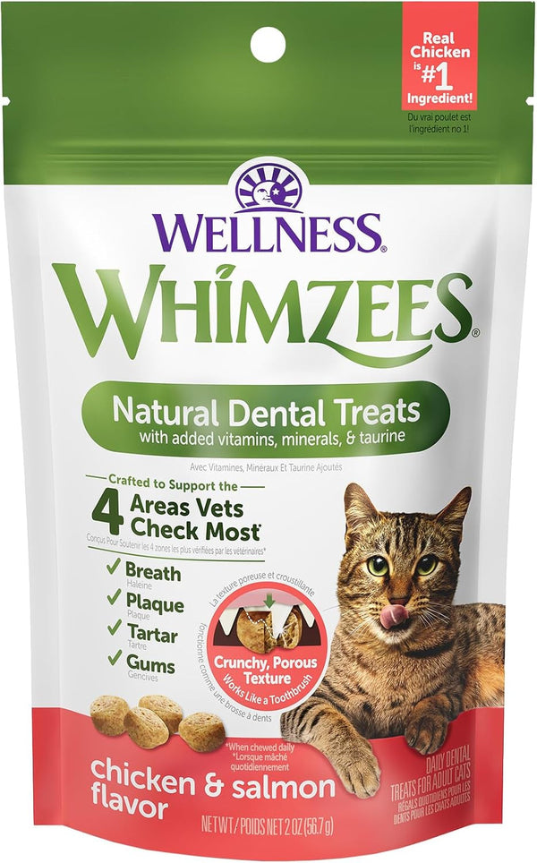 Wellness WHIMZEES Cat Dental Treats, Freshens Breath, Chicken and Salmon Flavor, 4.5 Oz Bag10