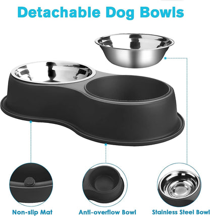 Epetslove Stainless Steel Dog Bowls Double Non-Slip Dog Water and Food Bowl | Pet Feeder Bowls, Dog Dishes, Raised Feeding Design, Double Bowls Set, for Puppies, Medium Dogs and Cats, Outdoor / Indoor3