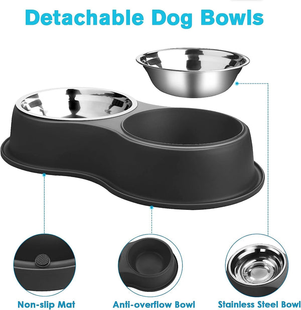 Epetslove Stainless Steel Dog Bowls Double Non-Slip Dog Water and Food Bowl | Pet Feeder Bowls, Dog Dishes, Raised Feeding Design, Double Bowls Set, for Puppies, Medium Dogs and Cats, Outdoor / Indoor3