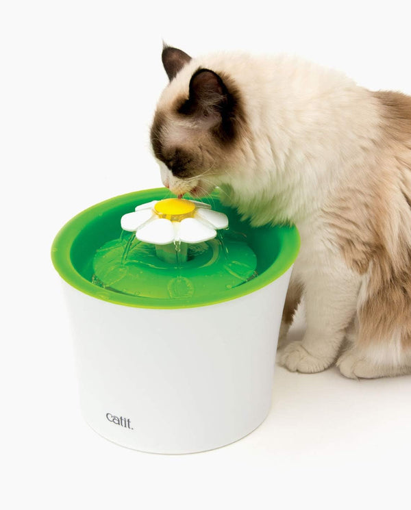 Catit Flower Fountain with Triple Action Filter, Cat Drinking Water Fountain, 3 L, Green | Cat Drinking Water Fountain2