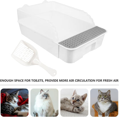 Detachable Semi-Enclosed Cat Litter Box Splash-Resistant Small White Cat Toilet Pan for Indoor Kitten Training and Litter Housebreaking7