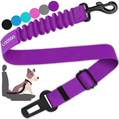 COOYOO Dog Seat Belt, Durability Retractable Dog Car Harness Adjustable Dog Seat Belt for Vehicle Nylon Pet Safety Seat Belts Heavy Duty & Elastic (1 Pack Black)12