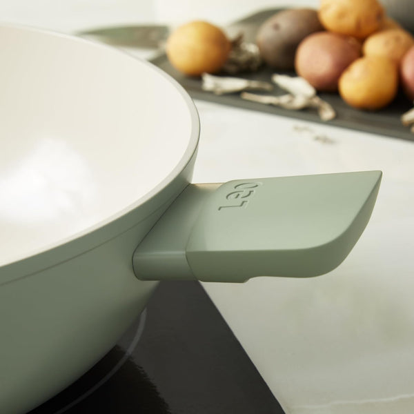 Leo Balance Ceramic Nonstick Wok Pan & Glass Lid, 12.75" 6.2Qt | Induction Compatible Flat Bottom Recycled Aluminum Stir Fry Pan, PFAS & PTFE Free, Stay Cool Helper Handle, Sage Green4