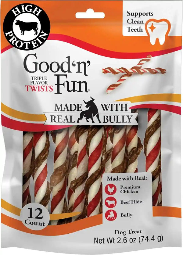 Good 'N' Fun Twists Long-Lasting Dog Treat, with Real Proteins, Beef Hide and Premium Chicken, Supports Dental Health, Mental Stimulation, 70 Count13