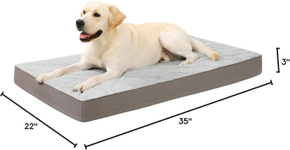 KSIIA Orthopedic Dog Bed for Large Dogs with Waterproof Lining, Grey, 35X22 | Deluxe Soft Plush Dog Crate Bed, Washable Pet Mat with Removable Cover & Egg Crate Foam for Large Dogs Sleeping & Relaxing8