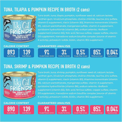 Tiki Cat Friends Wet Cat Food Tuna Variety Pack, 5.5 Oz. Cans (8 Count)6