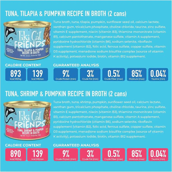 Tiki Cat Friends Wet Cat Food Tuna Variety Pack, 5.5 Oz. Cans (8 Count)6