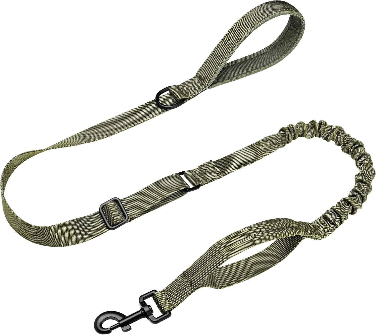 forestpaw-tactical-dog-leash-for-large-dogs-khaki-4-5ft-heavy-duty-bungee-shock-absorption-2-padded-handles-for-training-running-walking