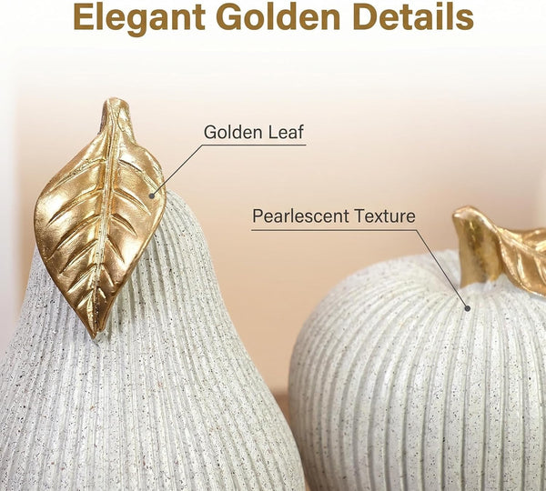 Apple and Pear Decor Set, Modern Fruit Sculpture Home Decor, White and Gold Decorative Ornaments for Living Room Bedroom Desk Shelf Coffee Table, Aesthetic Room Decor Unique Gift6