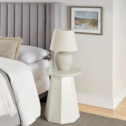 Home 20" Sand (Light Beige) Neutral Ceramic Table Lamp with Fabric Shade, Bedside Nightstand Lamp for Bedroom, Living Room, Entryway4