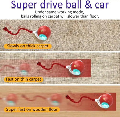 Giociv Interactive Cat Toys Ball for Indoor Cats Fast Rolling on Carpet, Chirping & Motion Activate Cat Toys (Red)2