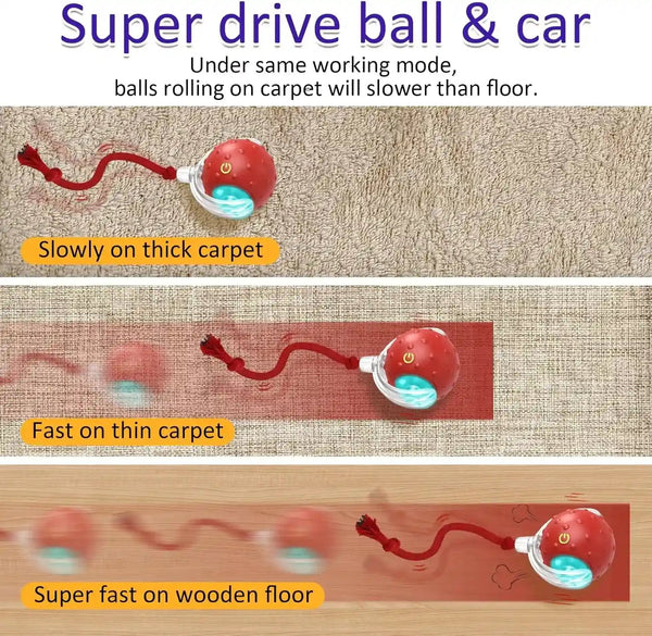 Giociv Interactive Cat Toys Ball for Indoor Cats Fast Rolling on Carpet, Chirping & Motion Activate Cat Toys (Red)2